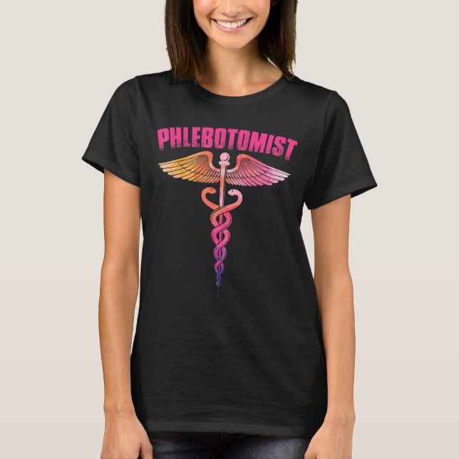 Färgämnet Caduceus Phlebotomist Manar Wome T Shirt (Framsida)