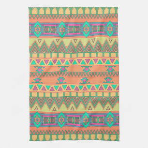Färgämnet Chevron Zig Zag Tribal Aztec Ikat Mön Kökshandduk