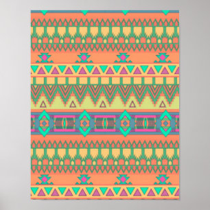 Färgämnet Chevron Zig Zag Tribal Aztec Ikat Mön Poster