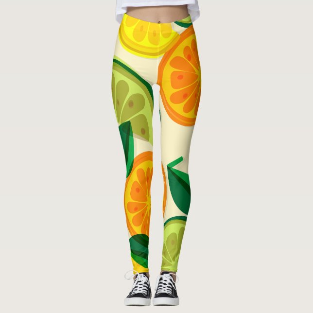 Färgämnet citrus l Orange l Gult l Grönt Leggings (Framsida)