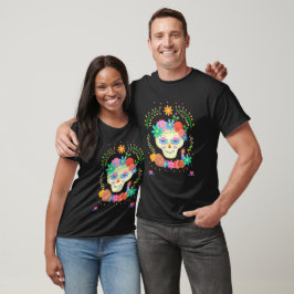 Färgämnet cute Sugar Skull Día de los Muertos T Shirt