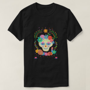 Färgämnet cute Sugar Skull Día de los Muertos T Shirt