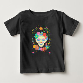 Färgämnet cute Sugar Skull Día de los Muertos T Shirt