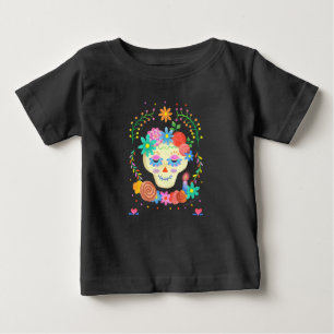 Färgämnet cute Sugar Skull Día de los Muertos T Shirt