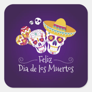 Färgämnet Dia de los Muertos Sticker Fyrkantigt Klistermärke