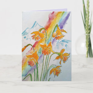 Färgämnet dil Rainbow Watercolor Hälsning Kort