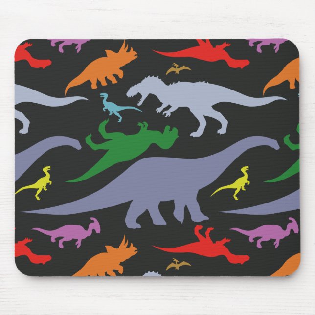 Färgämnet dinosauer Mönster (Mörk) Musmatta (Framsidan)