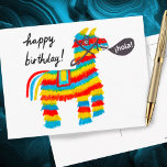 Färgämnet Donkey Piñata GRATTIS PÅ FÖDELSEDAGEN Vykort<br><div class="desc">Kolla in den här färglösa och roligt piñata. Lägg till din egen text också! Besök min butik för mer!</div>