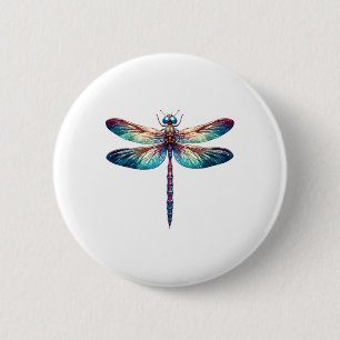 Färgämnet Dragonfly Watercolor Art Insekt Älskare Knapp