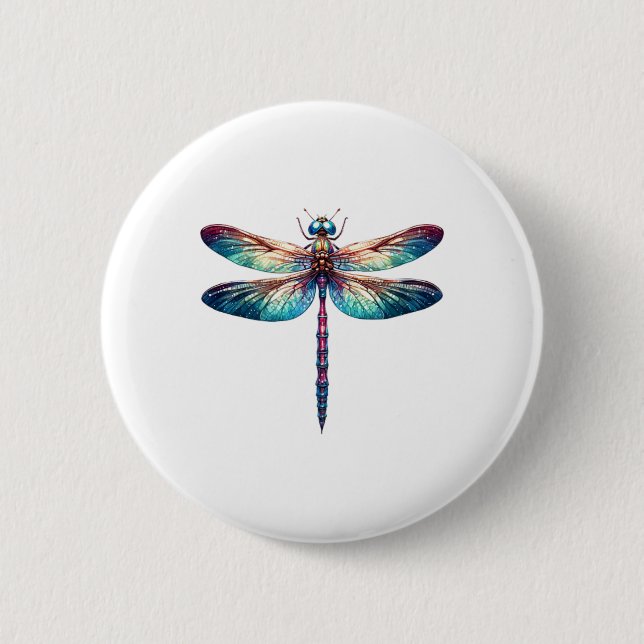 Färgämnet Dragonfly Watercolor Art Insekt Älskare  Knapp (Framsida)