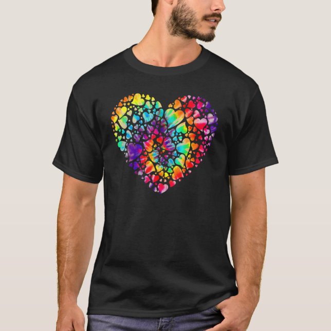 Färgämnet dye Die Tie Heart Valentine Day T Shirt (Framsida)