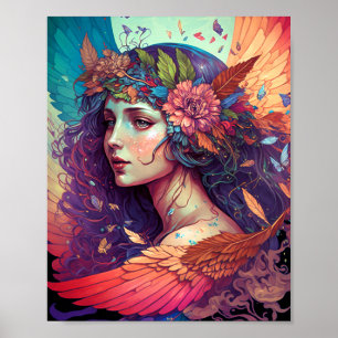 Färgämnet Fairy Angel Vingar Fantasy Art Poster