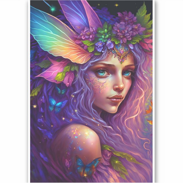 Färgämnet Fairy Fantasy Art Sticker Klistermärken (Framsida)