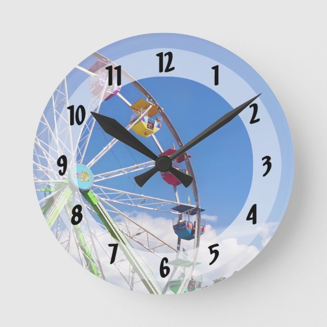 Färgämnet Ferris Wheel Rund Klocka (Framsida)