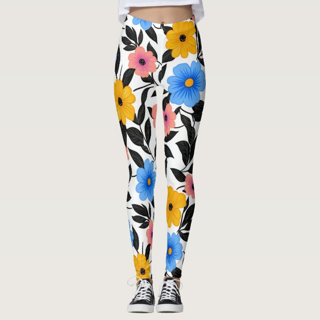 Färgämnet Firande i blommor och Löv Leggings (Framsida)