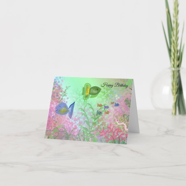 Färgämnet fiskfödelsedag Önskemål Kort (Framsida)