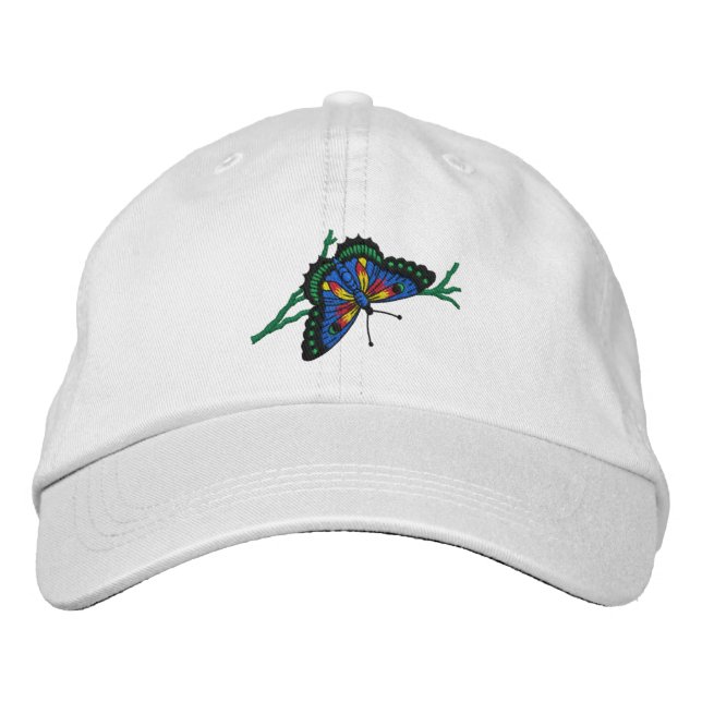 Färgämnet fjäril broderade kapsyl broderad keps (Framsida)