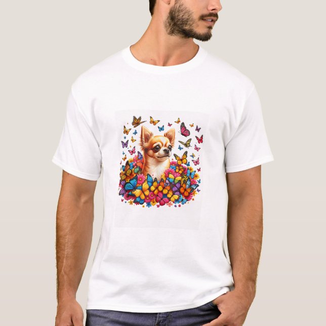 Färgämnet fjäril Chihuahua T Shirt (Framsida)