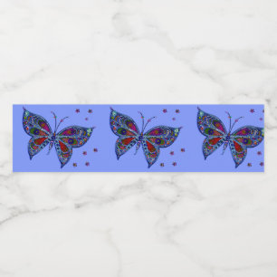 Färgämnet fjäril Mosaic Vattenflaskor Etikett