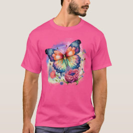 Färgämnet fjäril och blommor, unisex t shirt