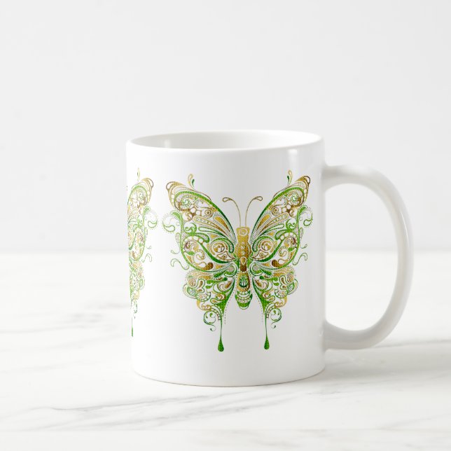 Färgämnet fjäril Tattoo Stil Kaffemugg (Höger)