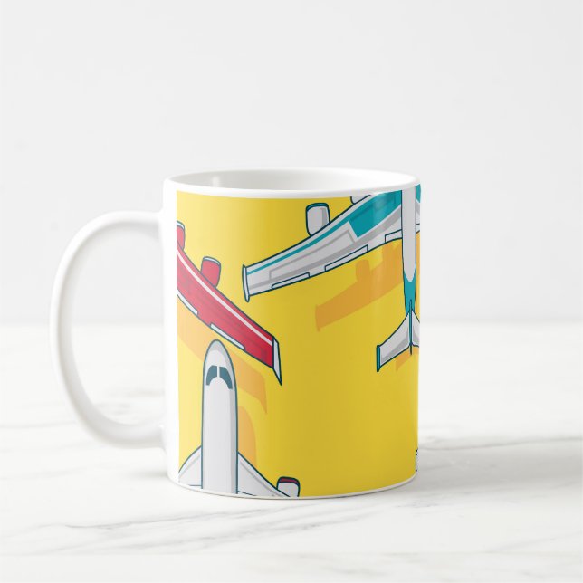 Färgämnet Flygplan Himlar: Vintage Luftfartyg Kaffemugg (Vänster)