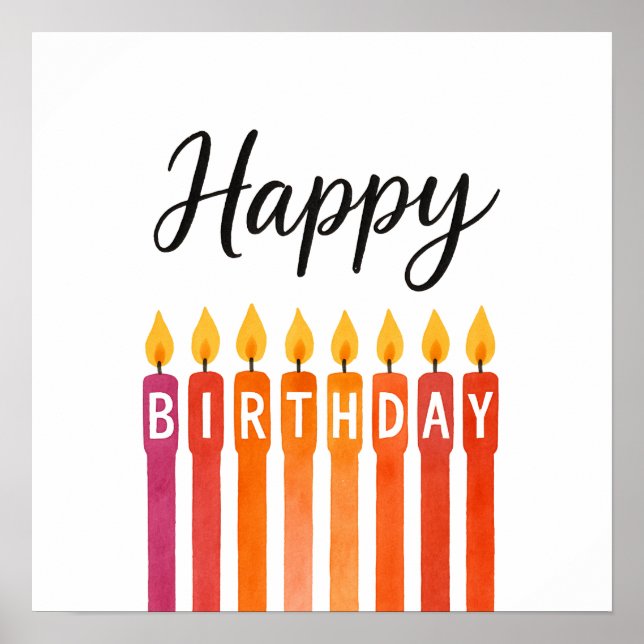 Färgämnet födelsedagsljus - Grattis på födelsedage Poster (Framsidan)