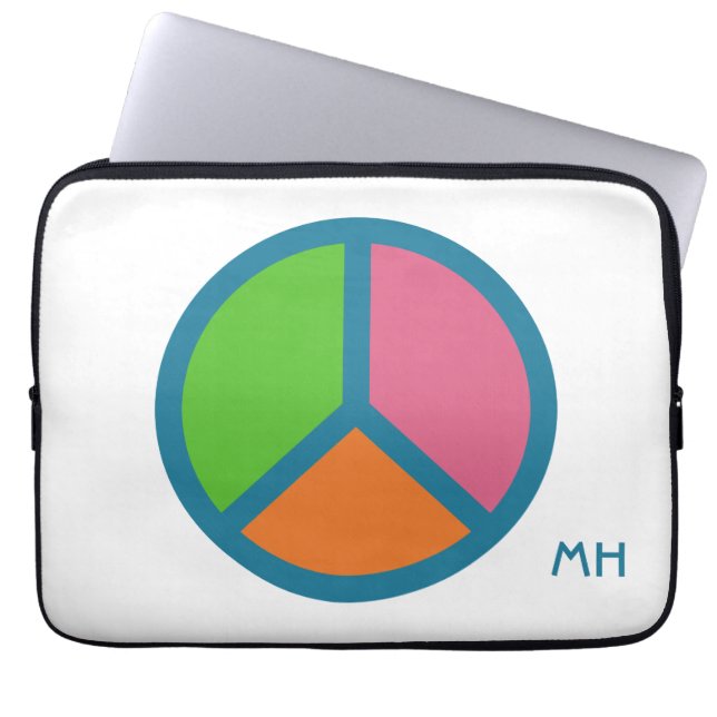 Färgämnet Fredstecken anpassningsbar monogram lapt Laptop Sleeve (Framsidan)