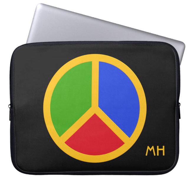 Färgämnet Fredstecken anpassningsbar monogram lapt Laptop Sleeve (Framsidan)