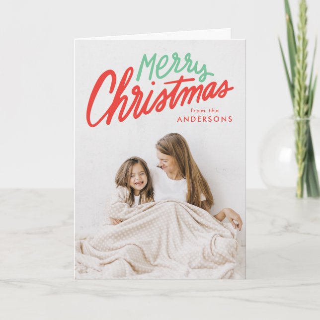Färgämnet God jul Red och Grönt 2 Photo Helgkort (Framsida)