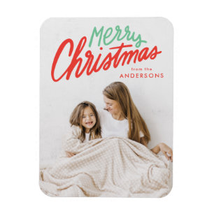 Färgämnet God jul Red och Grönt Photo Magnet