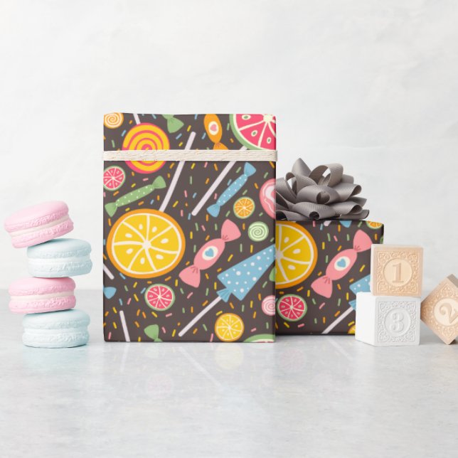 Färgämnet godis Explosion Lollipop Blue Orange Red Presentpapper (Baby Shower)