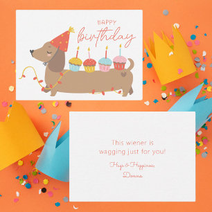 Färgämnet Grattis på födelsedagen Cute Hund Birthd Anteckningskort