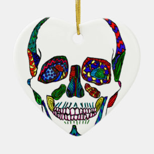 Färgämnet Hand plockade Sugar Skull Mosaic Julgransprydnad Keramik