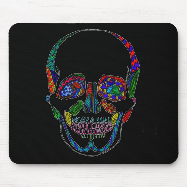 Färgämnet Hand plockade Sugar Skull Mosaic Musmatta (Framsidan)