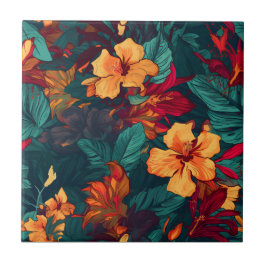 Färgämnet Hibiscus, Blommigt för Grönt av Gultens  Kakelplatta