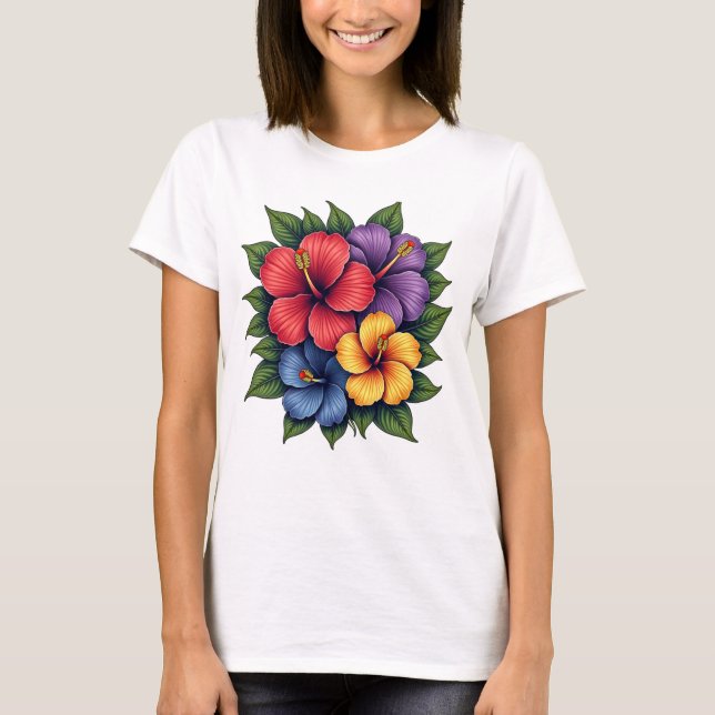 Färgämnet Hibiscus Blommor Kvinnor T-Shirt (Framsida)