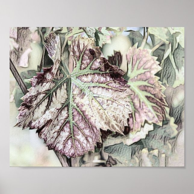 Färgämnet Höst löv med höst färger teckning Poster (Framsidan)