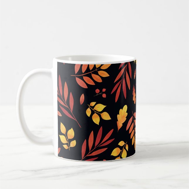 Färgämnet Höst löv Watercolor Mönster Kaffemugg (Vänster)