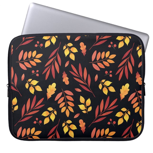 Färgämnet Höst löv Watercolor Mönster Laptop Fodral (Framsidan)