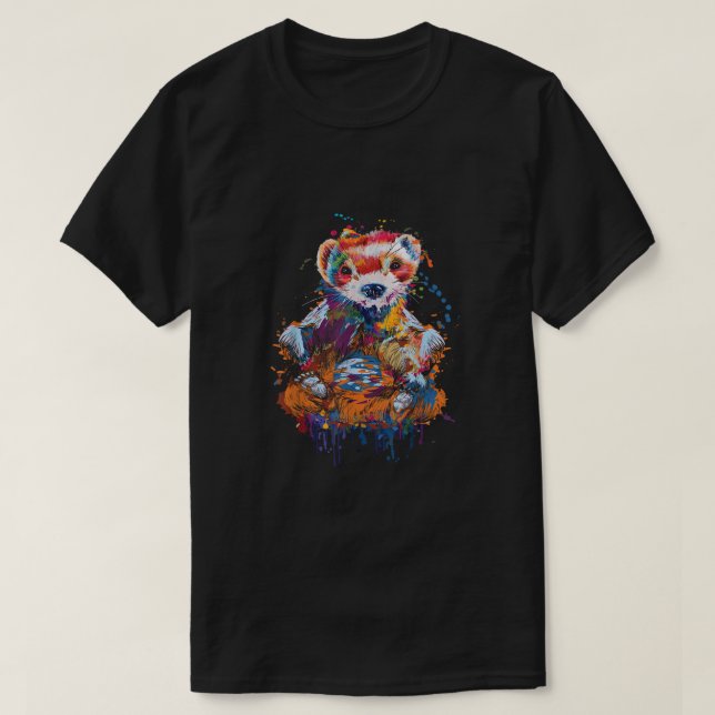 Färgämnet iller - Zoo Animal Ferret Älskare T Shirt (Design framsida)