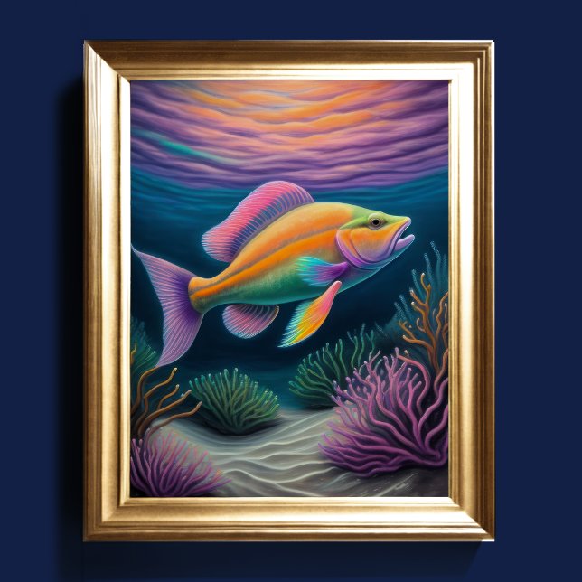 Färgämnet kalk Teckning Reef Fish Rosa II Poster (Skapare uppladdad)