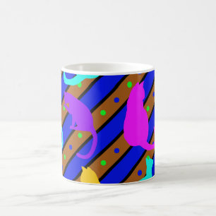 Färgämnet katt rand och polkadoter Djurkonst Kaffemugg