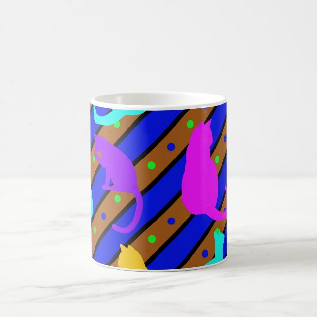 Färgämnet katt rand och polkadoter Djurkonst Kaffemugg (Center)