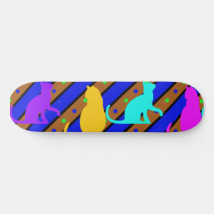 Färgämnet katt rand och polkadoter Djurkonst Mini Skateboard Bräda 18,5 Cm