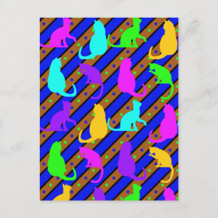 Färgämnet katt rand och polkadoter Djurkonst Vykort