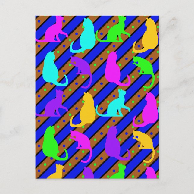 Färgämnet katt rand och polkadoter Djurkonst Vykort (Framsida)