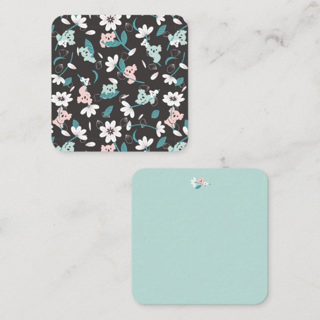 Färgämnet Koala Mönster Cute Animal and Blommigt Anteckningskort (Fram/baksida)