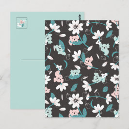 Färgämnet Koala Mönster Cute Animal and Blommigt Vykort