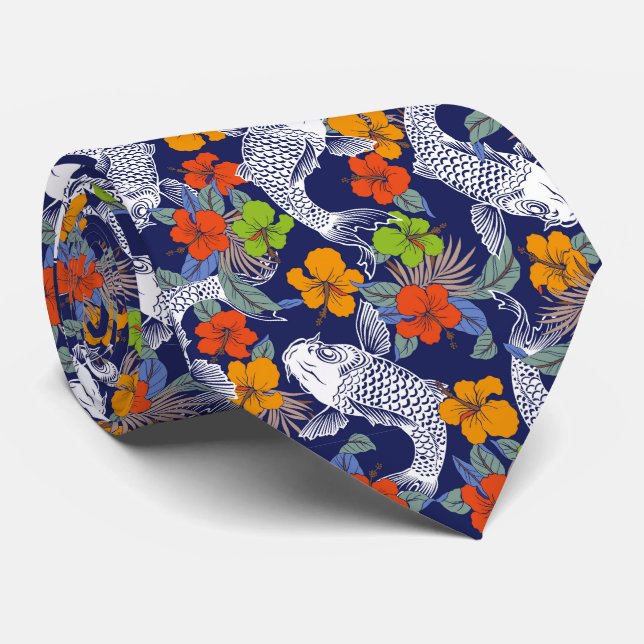 Färgämnet koi Fiskblomma Japan Art Mönster Slips (Rullad)